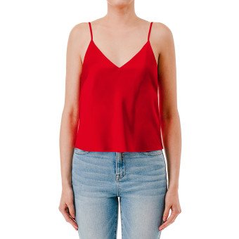 S#77362: SATIN V-NECK CROPPED CAMI TOP