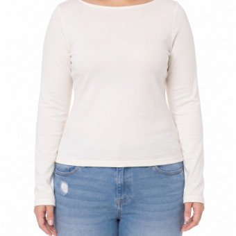 STYLE: 76692XL - PLUS BRUSHED DOUBLE LAYER BOAT NECK L/S TOP