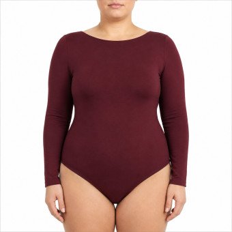 STYLE: 77755XL - PLUS DOUBLE LAYER BOAT NECK L/S BODYSUIT