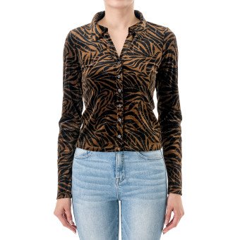 STYLE 77789:1 : VELVET FLOCKED COLLARED SLIM FIT L/S SHIRT