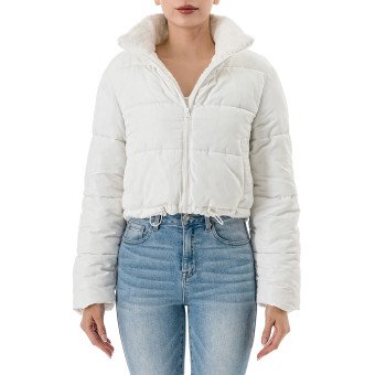 STYLE 77822 : FAUX FUR LINED CROP PUFFER ZIP:UP JACKET